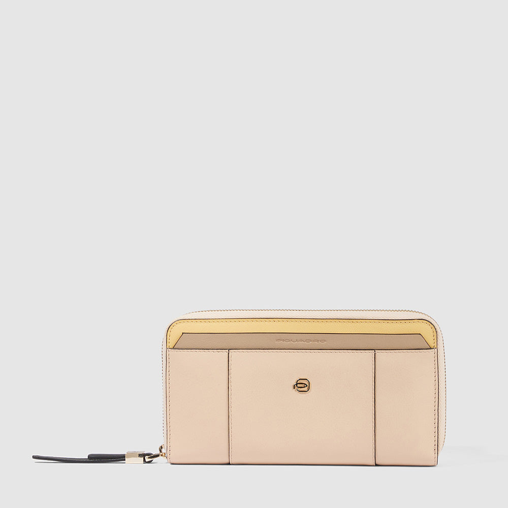 Zip-around women’s wallet with four dividers