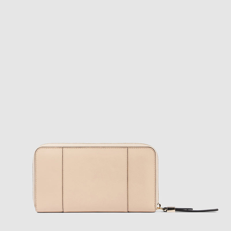 Zip-around women’s wallet with four dividers