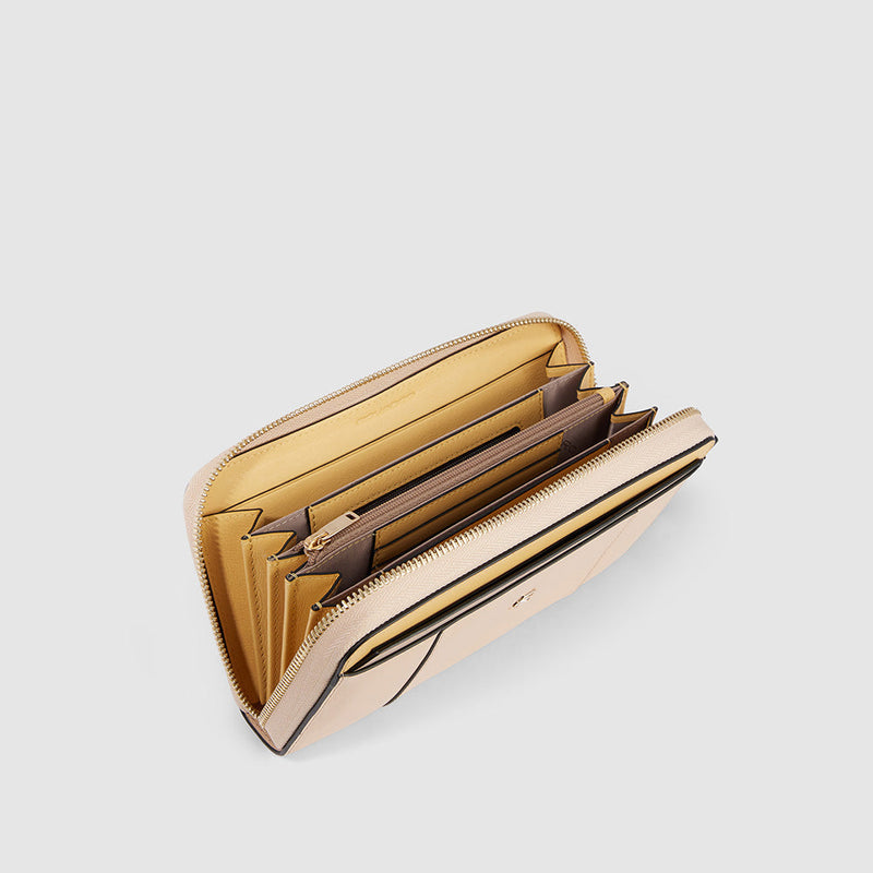 Zip-around women’s wallet with four dividers