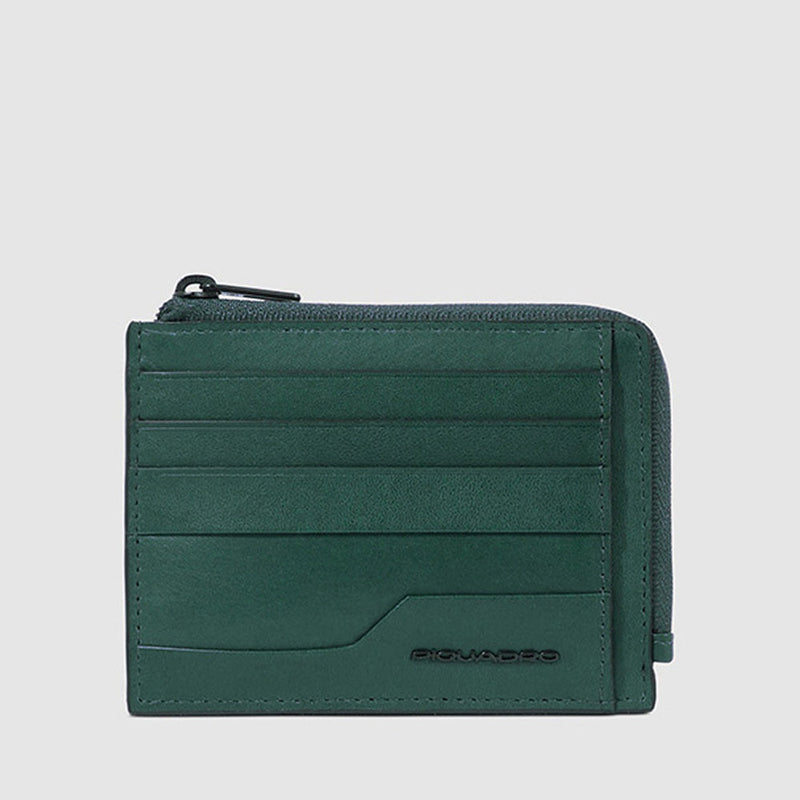 Zipper coin pouch with document holder