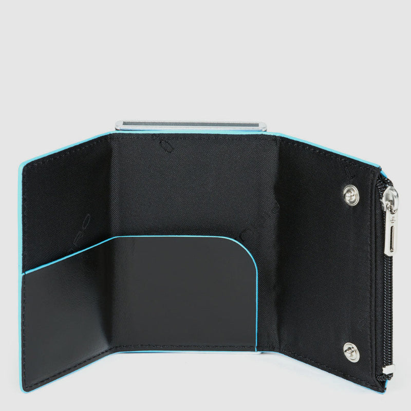 Compact wallet for banknotes and credit cards with