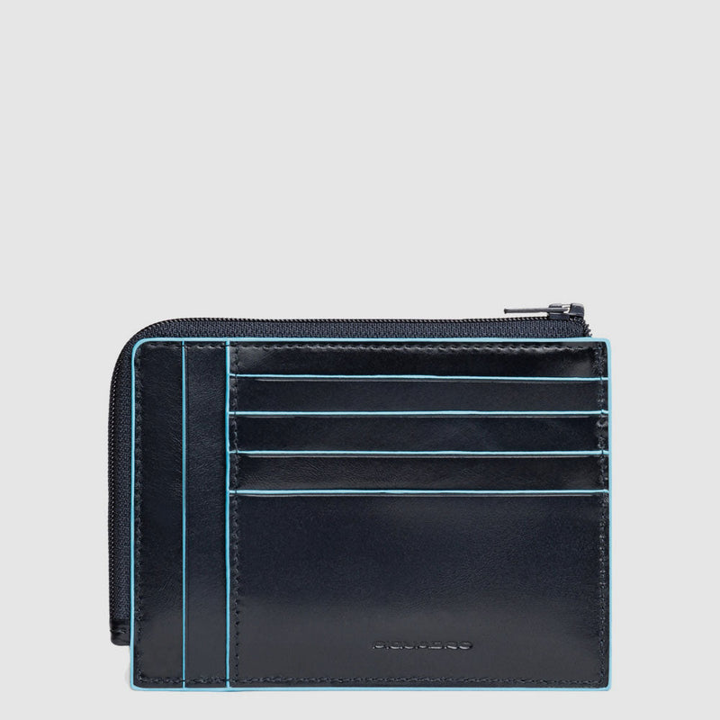 Zipper coin pouch with document holder, credit
