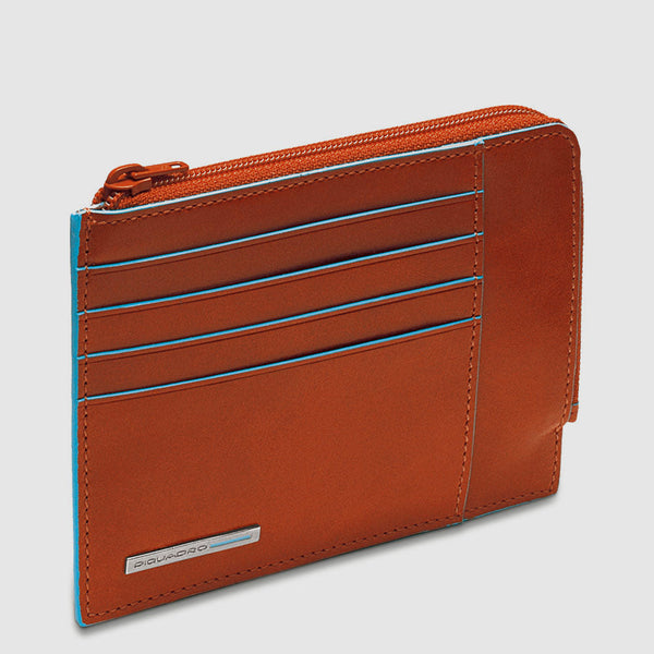 Zipper coin pouch with document holder, credit