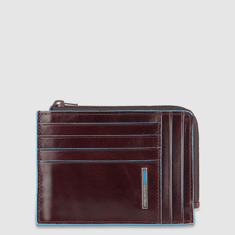 Zipper coin pouch with document holder, credit