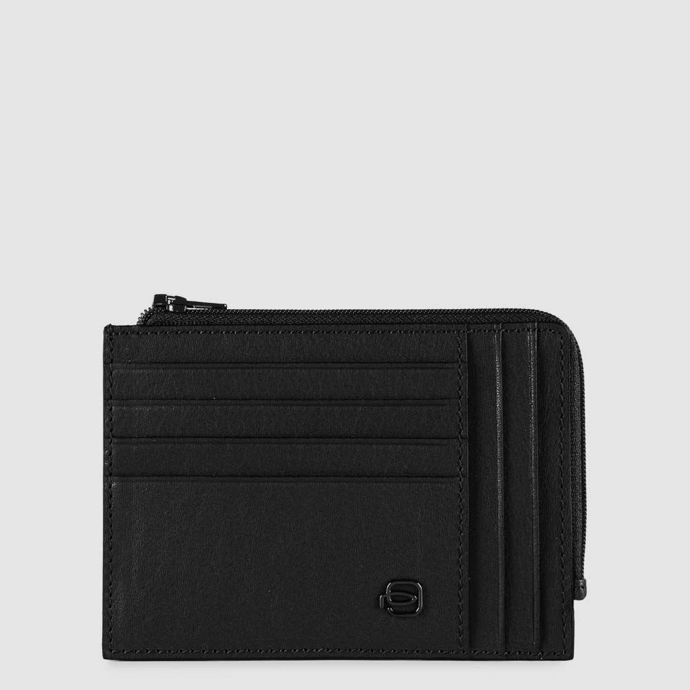 Zipper coin pouch with document holder, credit