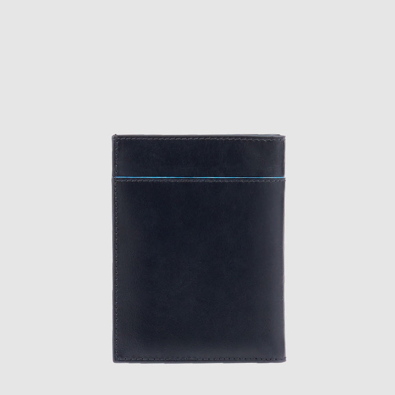 Vertical men’s wallet with banknote, credit card a