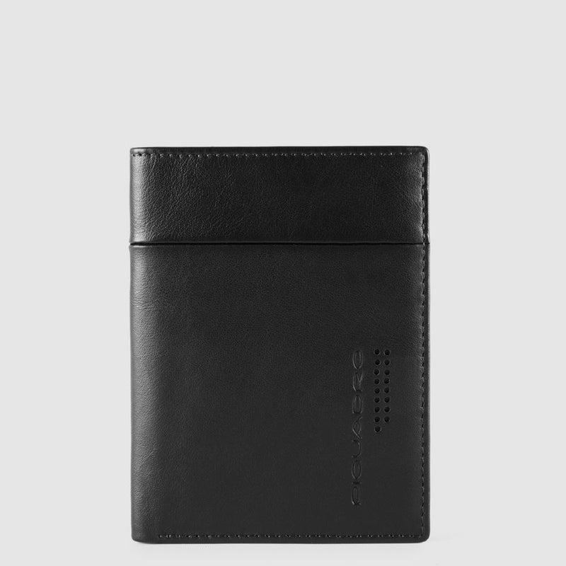 Vertical men’s wallet with banknote, credit