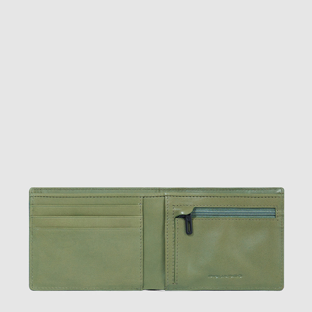 Slim men’s wallet with zipped coin pocket